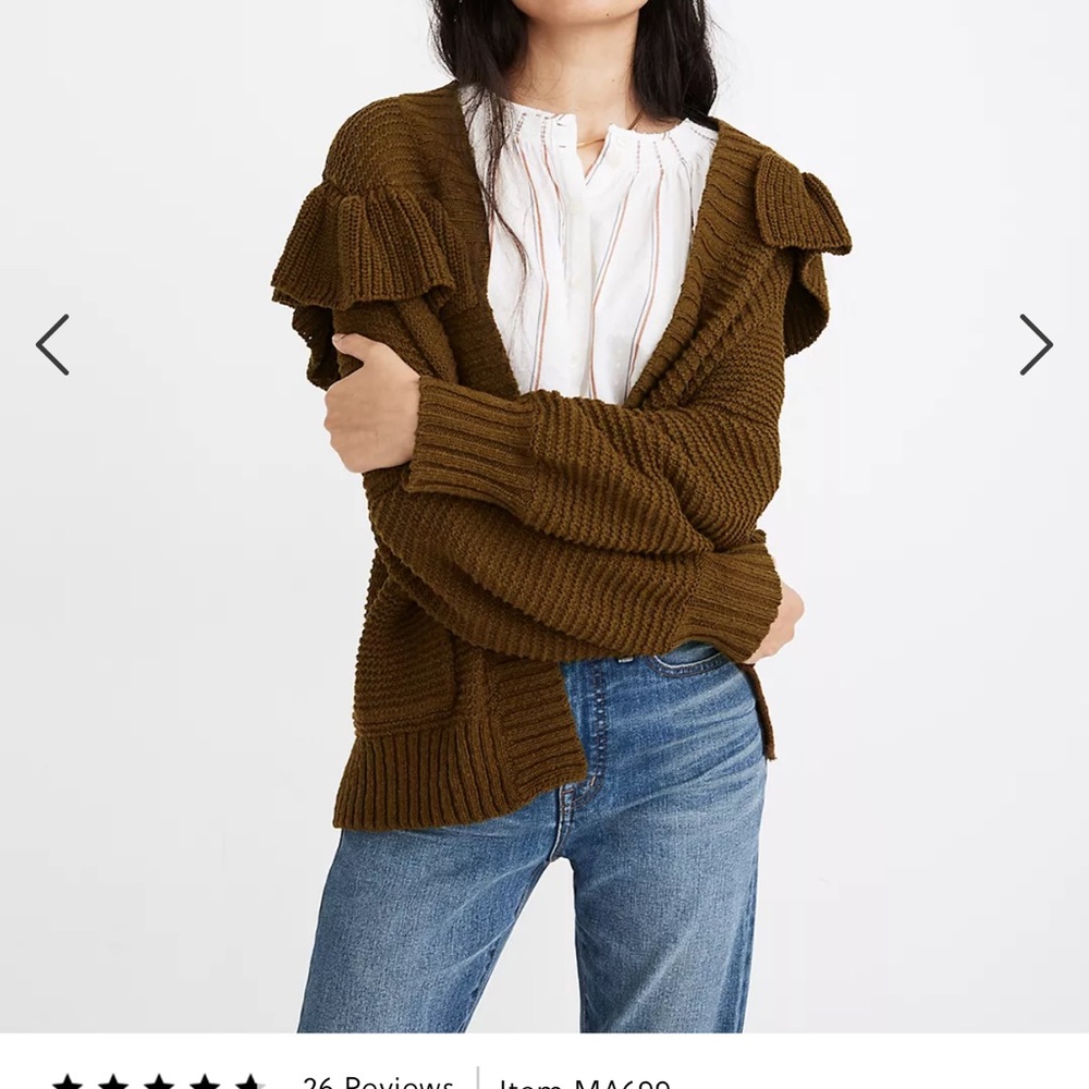 Madewell ruffle front cardigan XXS new with tags - Picture 6 of 7